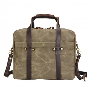 AT5 WAXMultifunktion™  3in1 Canvas Businesstasche Laptoptasche Aktentasche für Damen Herren / Canvas mit leder - grau